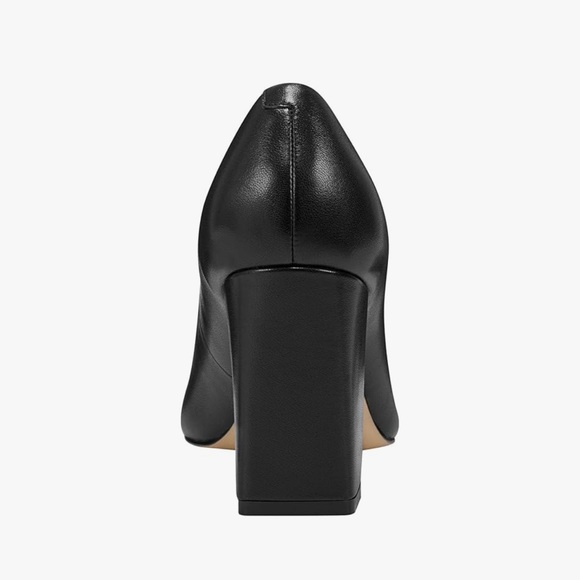 MARC FISHER Women’s Yalina Black LEATHER Pump Chunky Block Heel Shoes Size 9 NEW - Picture 3 of 10